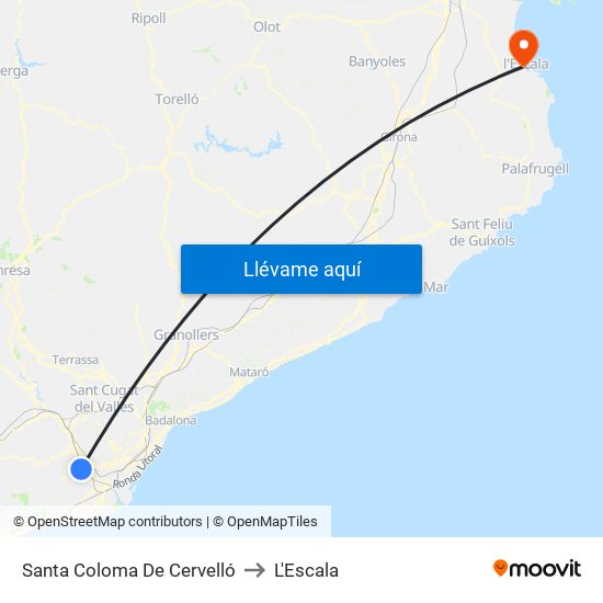 Santa Coloma De Cervelló to L'Escala map