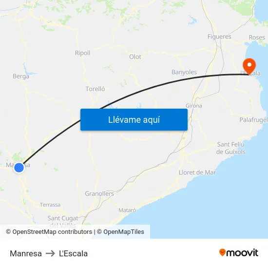 Manresa to L'Escala map