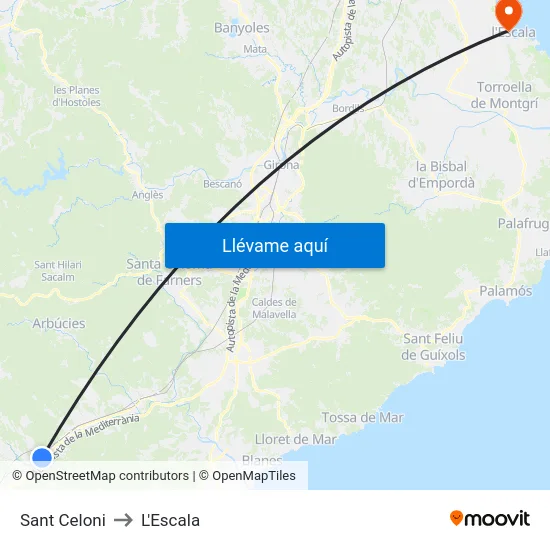 Sant Celoni to L'Escala map