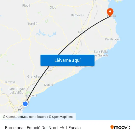 Barcelona - Estació Del Nord to L'Escala map