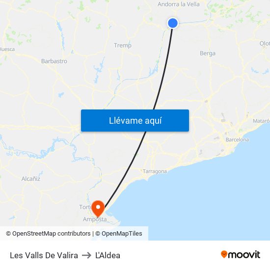 Les Valls De Valira to L'Aldea map
