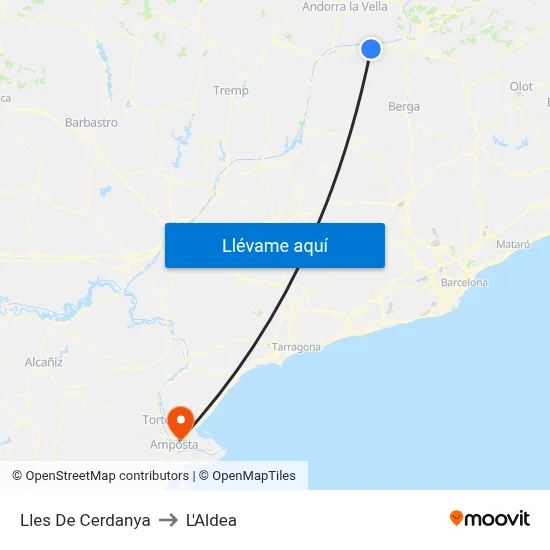 Lles De Cerdanya to L'Aldea map