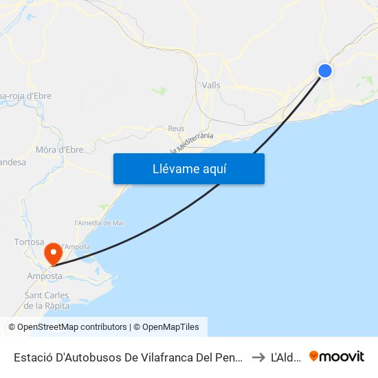 Estació D'Autobusos De Vilafranca Del Penedès to L'Aldea map