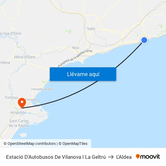 Estació D'Autobusos De Vilanova I La Geltrú to L'Aldea map