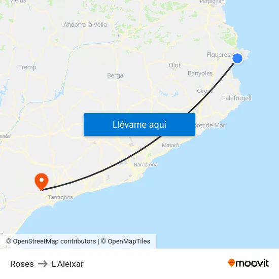 Roses to L'Aleixar map