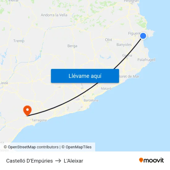 Castelló D'Empúries to L'Aleixar map