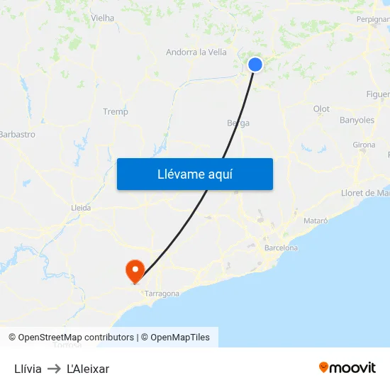 Llívia to L'Aleixar map