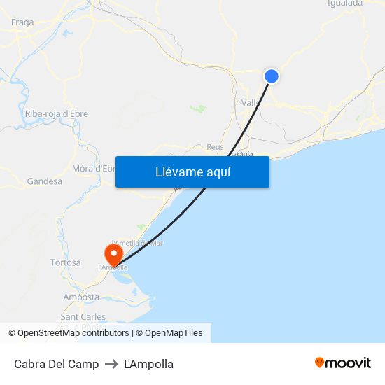 Cabra Del Camp to L'Ampolla map