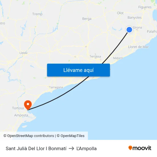 Sant Julià Del Llor I Bonmatí to L'Ampolla map