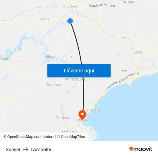 Sunyer to L'Ampolla map