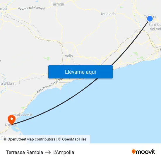 Terrassa Rambla to L'Ampolla map