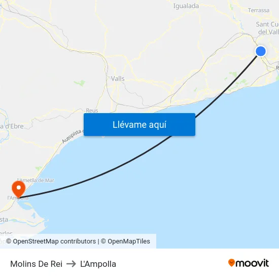 Molins De Rei to L'Ampolla map