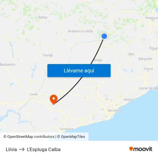 Llívia to L'Espluga Calba map