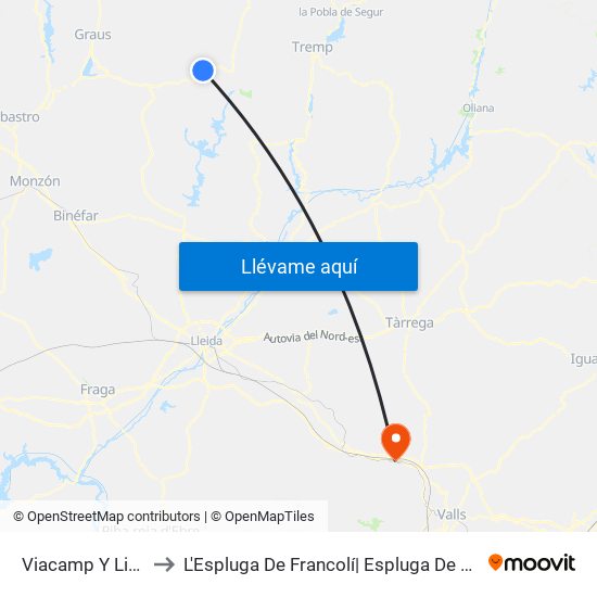 Viacamp Y Litera to L'Espluga De Francolí| Espluga De Franco map