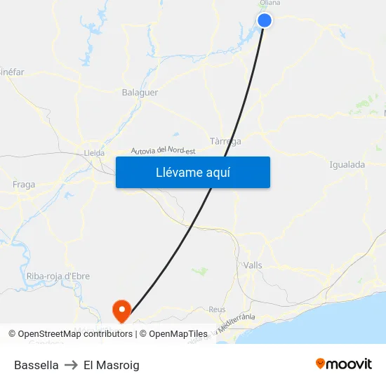 Bassella to El Masroig map