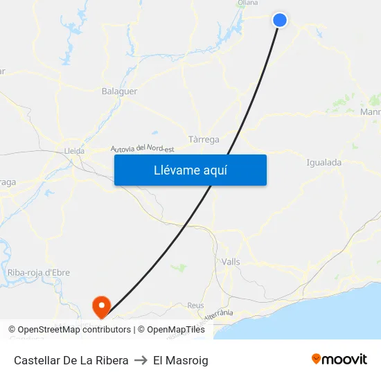 Castellar De La Ribera to El Masroig map