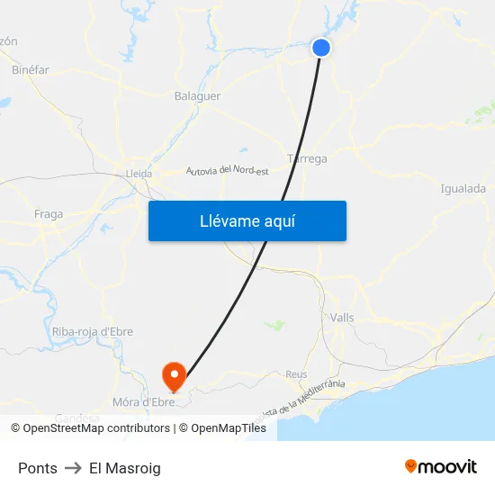 Ponts to El Masroig map