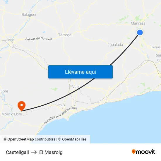 Castellgalí to El Masroig map