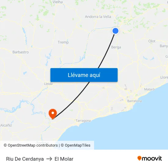 Riu De Cerdanya to El Molar map