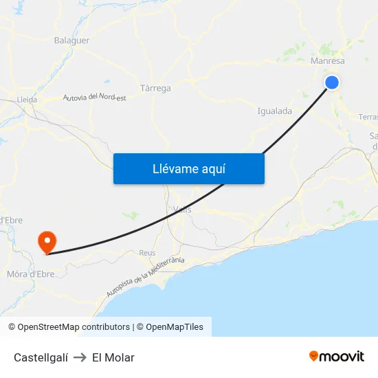 Castellgalí to El Molar map