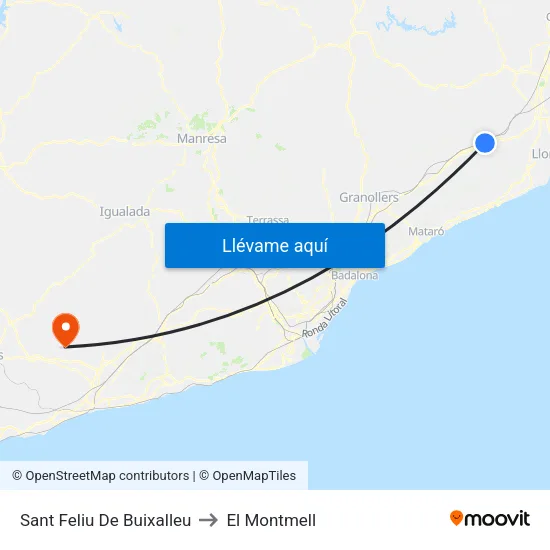 Sant Feliu De Buixalleu to El Montmell map
