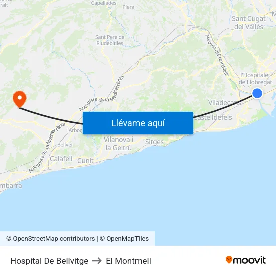 Hospital De Bellvitge to El Montmell map