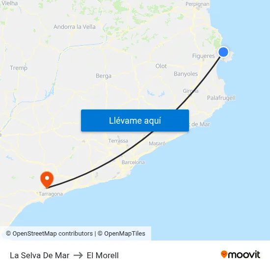 La Selva De Mar to El Morell map