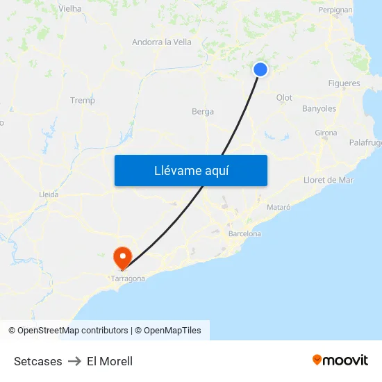 Setcases to El Morell map