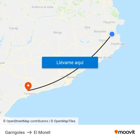 Garrigoles to El Morell map