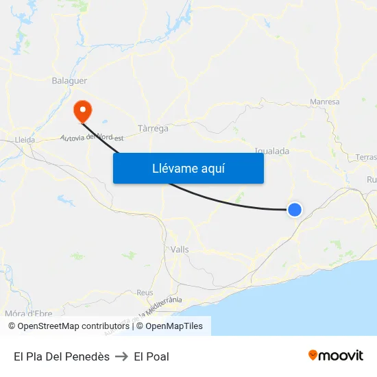El Pla Del Penedès to El Poal map