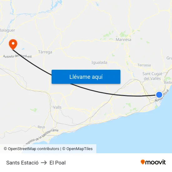 Sants Estació to El Poal map