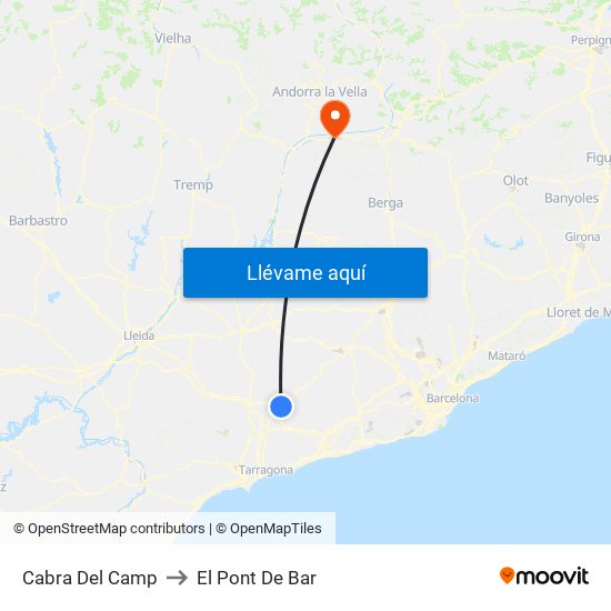 Cabra Del Camp to El Pont De Bar map
