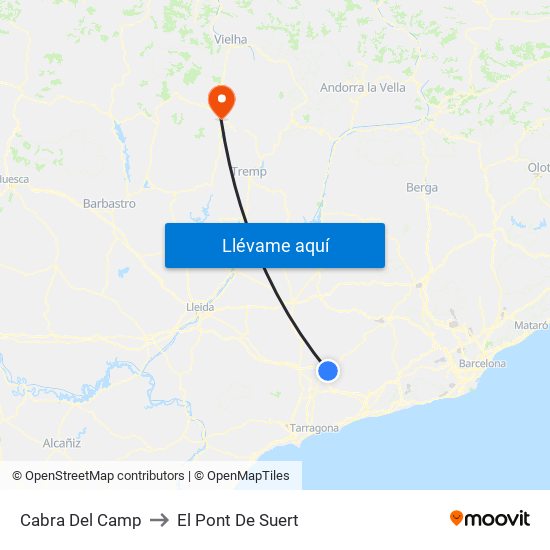Cabra Del Camp to El Pont De Suert map