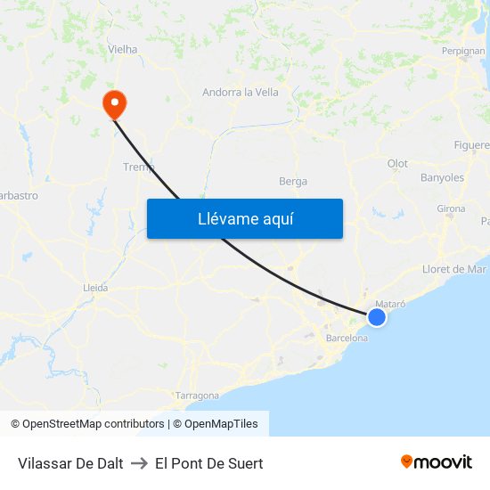 Vilassar De Dalt to El Pont De Suert map