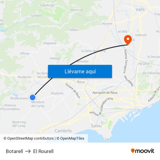 Botarell to El Rourell map