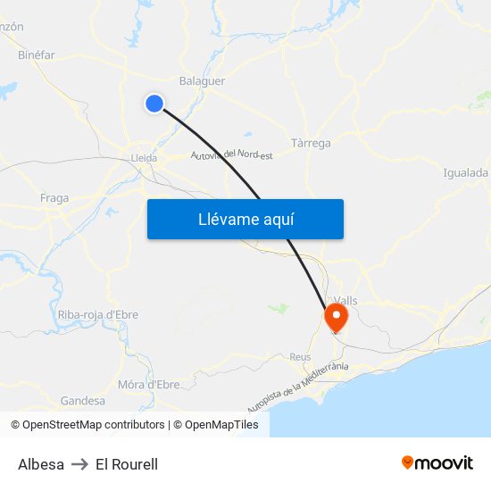 Albesa to El Rourell map