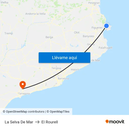 La Selva De Mar to El Rourell map