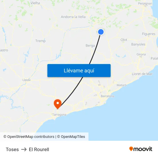 Toses to El Rourell map