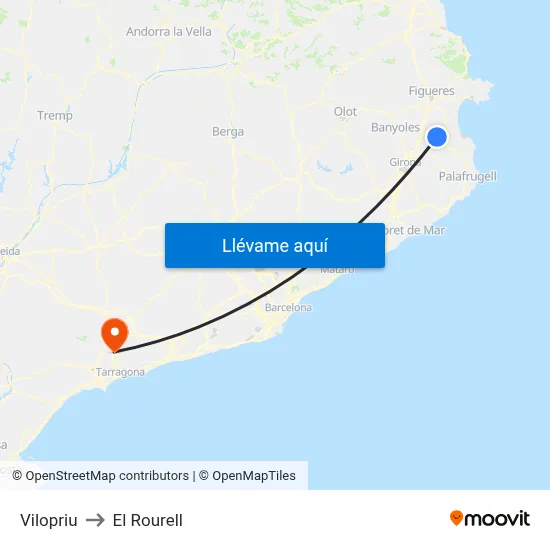 Vilopriu to El Rourell map