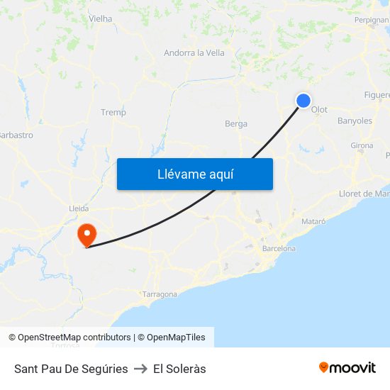 Sant Pau De Segúries to El Soleràs map