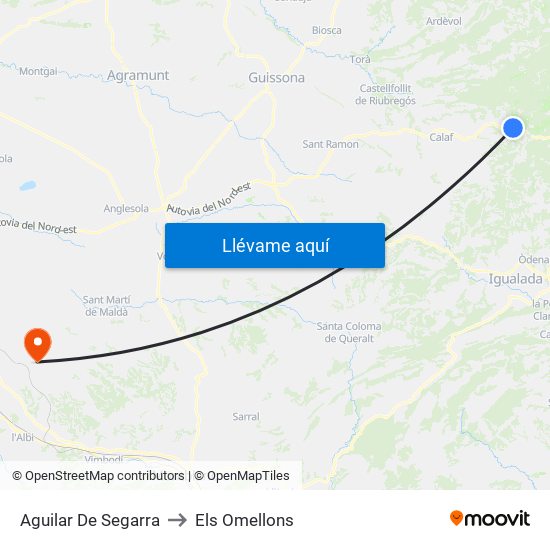 Aguilar De Segarra to Els Omellons map