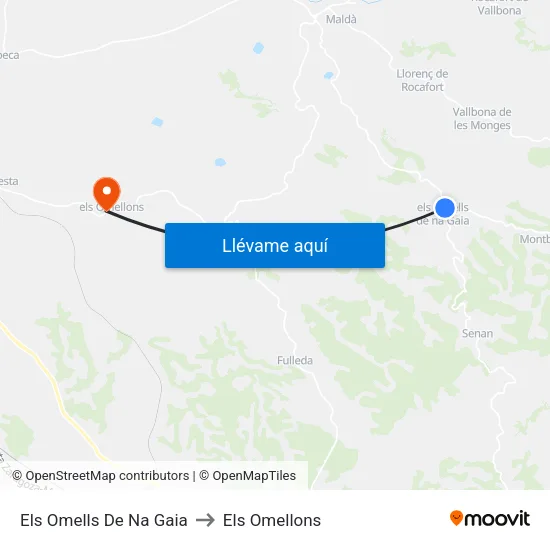 Els Omells De Na Gaia to Els Omellons map