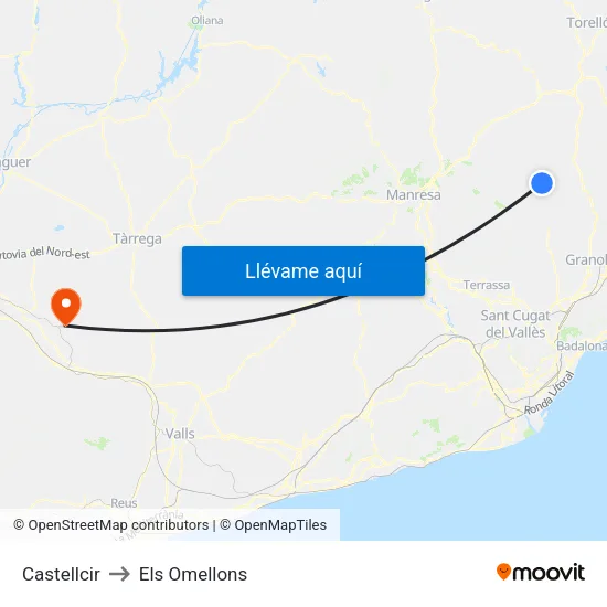 Castellcir to Els Omellons map