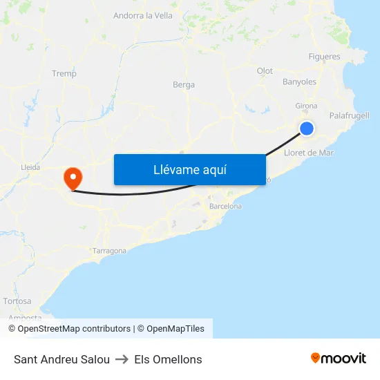 Sant Andreu Salou to Els Omellons map