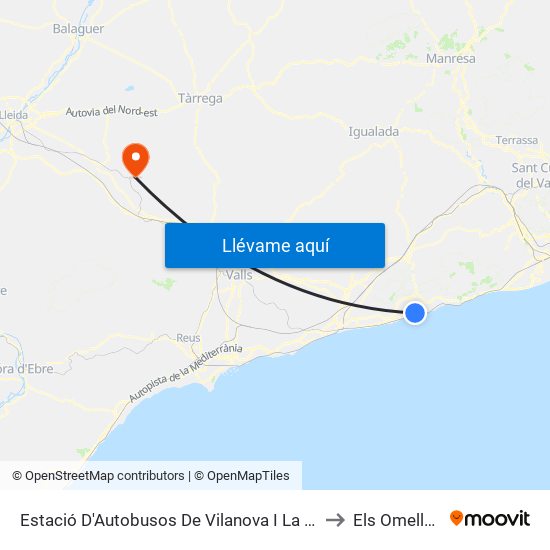Estació D'Autobusos De Vilanova I La Geltrú to Els Omellons map