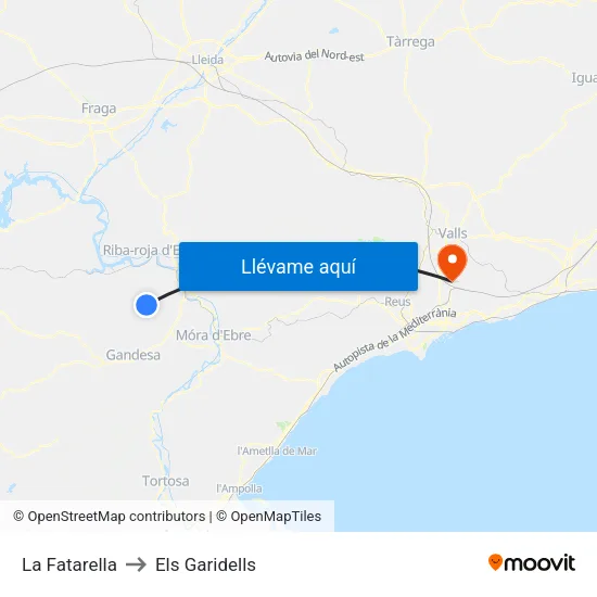 La Fatarella to Els Garidells map