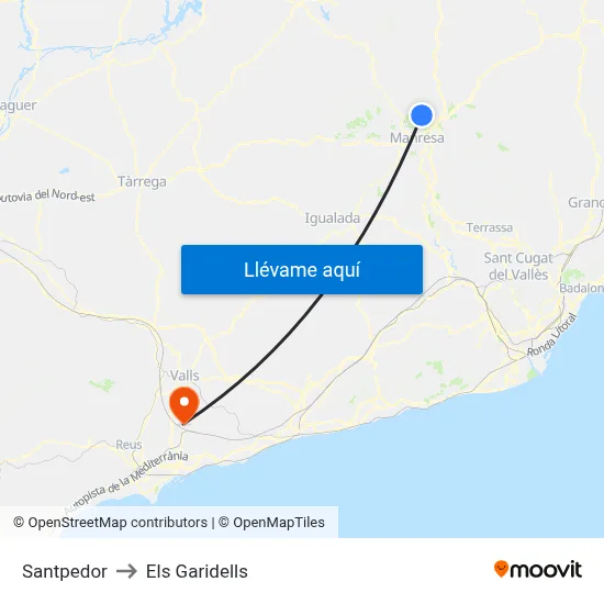 Santpedor to Els Garidells map