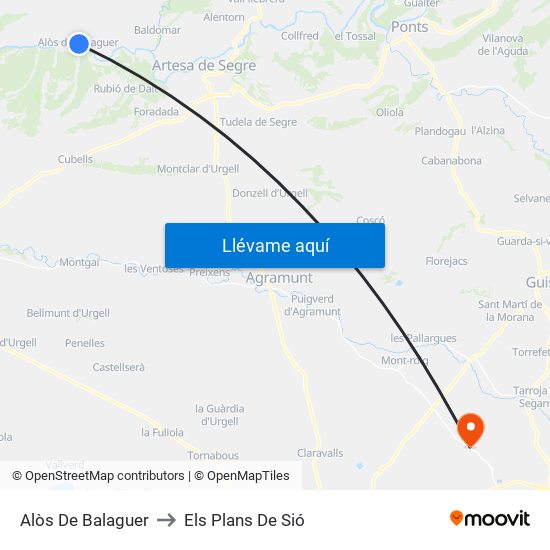 Alòs De Balaguer to Els Plans De Sió map