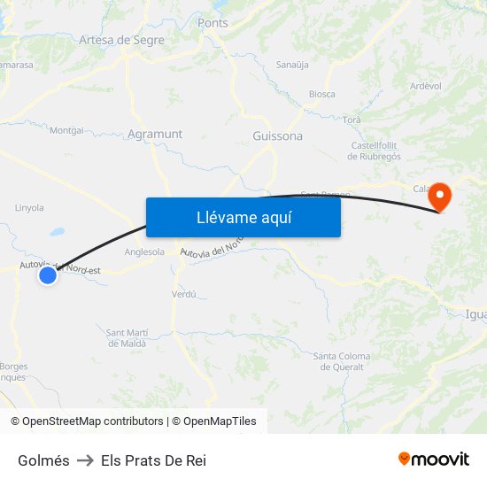 Golmés to Els Prats De Rei map