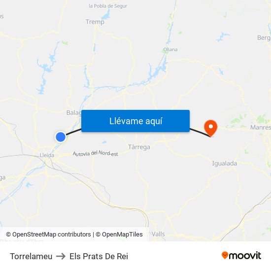 Torrelameu to Els Prats De Rei map